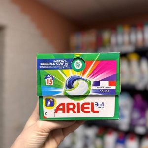 Капсули для прання Ariel color made in France, Аріель кольорові 15шт