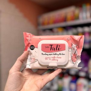 Дитячий вологий туалетний папір з клапаном 97%води і молочна кислота 50шт Luba Tuli