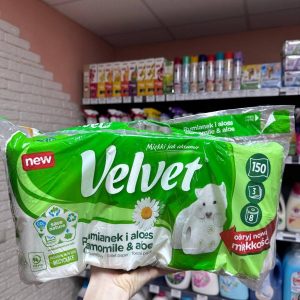 Туалетний папір Velvet Camomile &Aloe 8 рулонів 3шарові 150відривів