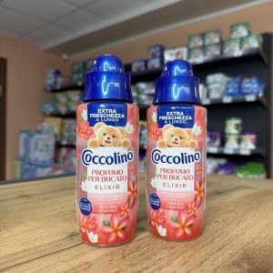 Парфумований ароматизатор для білизни Coccolino Profumo Per Bucato Elixir. /квіти тіаре та червоні фрукти / рожевий 342мл