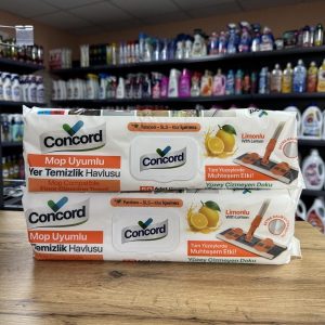 Вологі серветки для прибирання підлоги Concord Mop Uyumlu з лимоном. 50шт для швабри